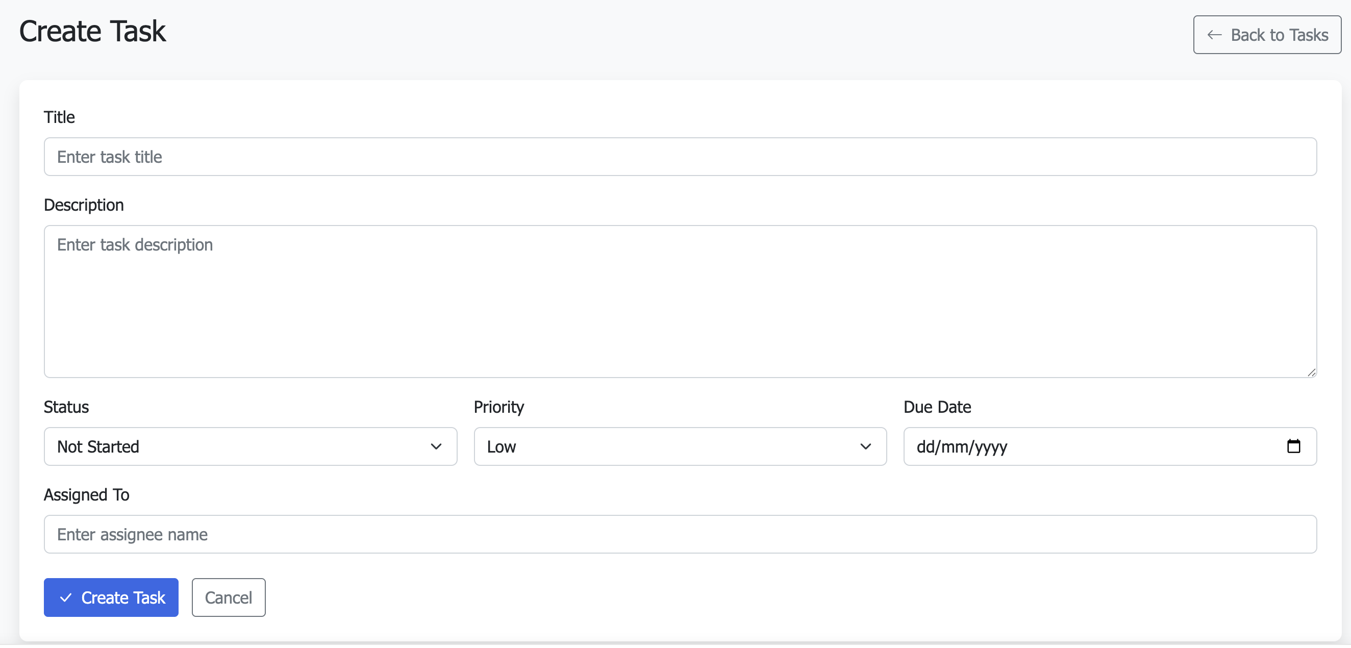 Tasks Module Screenshot